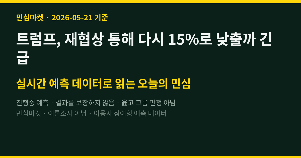 트럼프, 재협상 통해 다시 15%로 낮출까 긴급