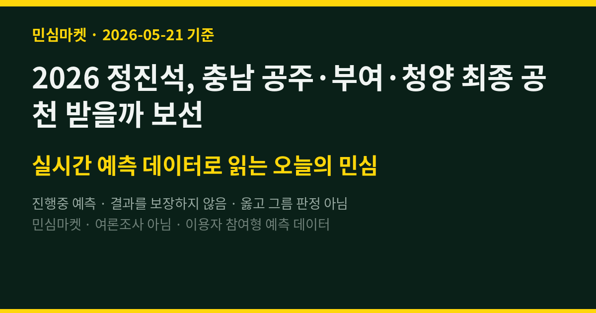 2026 정진석, 충남 공주·부여·청양 최종 공천 받을까 보선