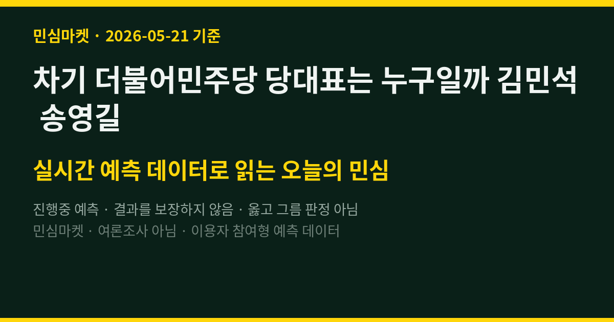 차기 더불어민주당 당대표는 누구일까 김민석 송영길