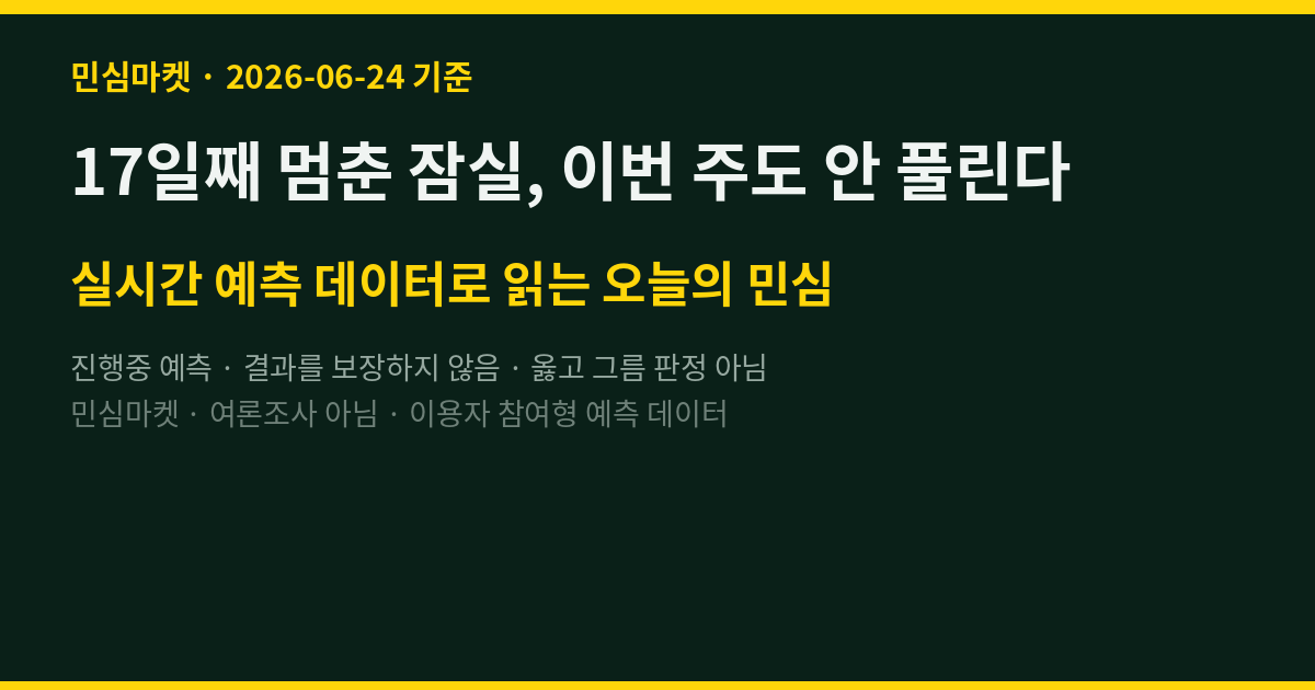17일째 멈춘 잠실, 이번 주도 안 풀린다 — 최상위 적중러 97%가 못 박았다 (D-4)