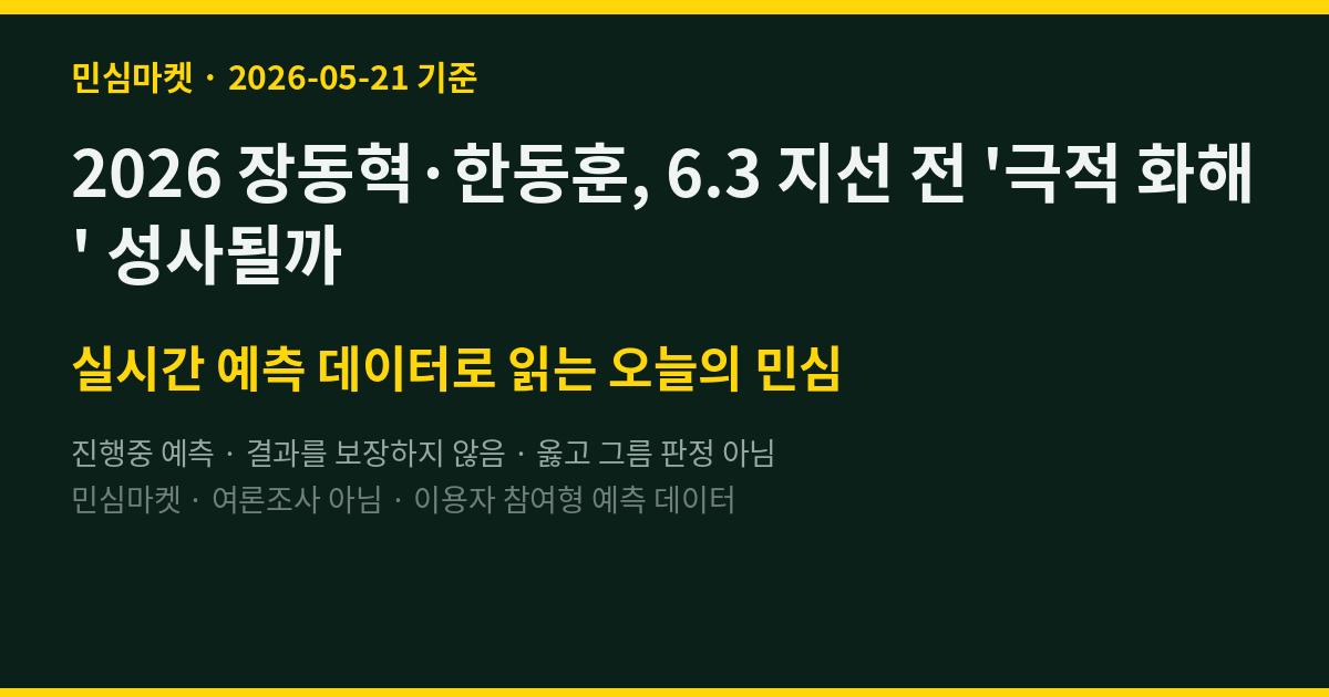 2026 장동혁·한동훈, 6.3 지선 전 '극적 화해' 성사될까
