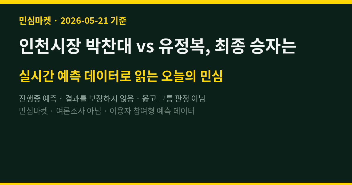 인천시장 박찬대 vs 유정복, 최종 승자는