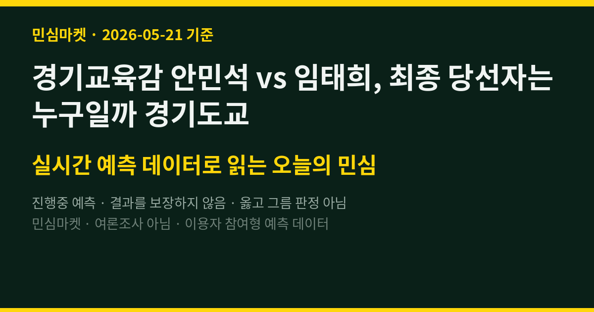 경기교육감 안민석 vs 임태희, 최종 당선자는 누구일까 경기도교