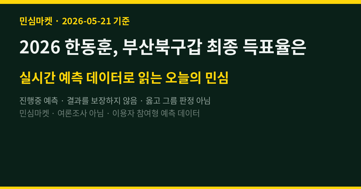 2026 한동훈, 부산북구갑 최종 득표율은