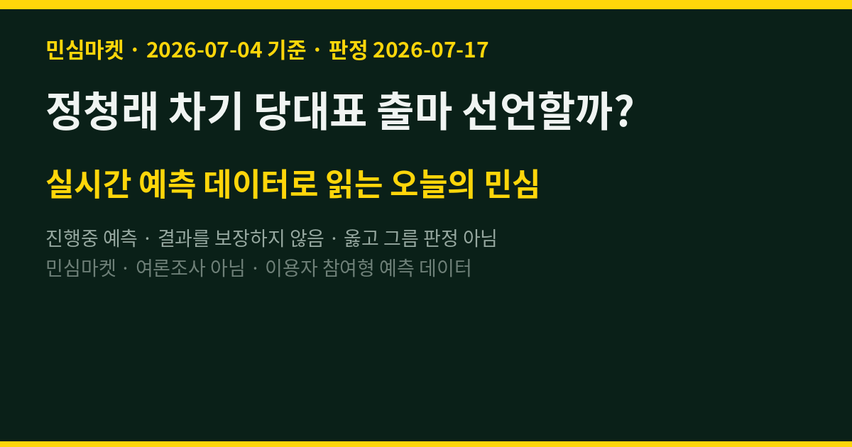정청래 차기 당대표 출마 선언할까? 참여자 87% 한다