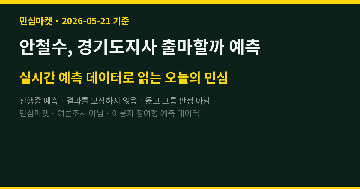 안철수, 경기도지사 출마할까 예측