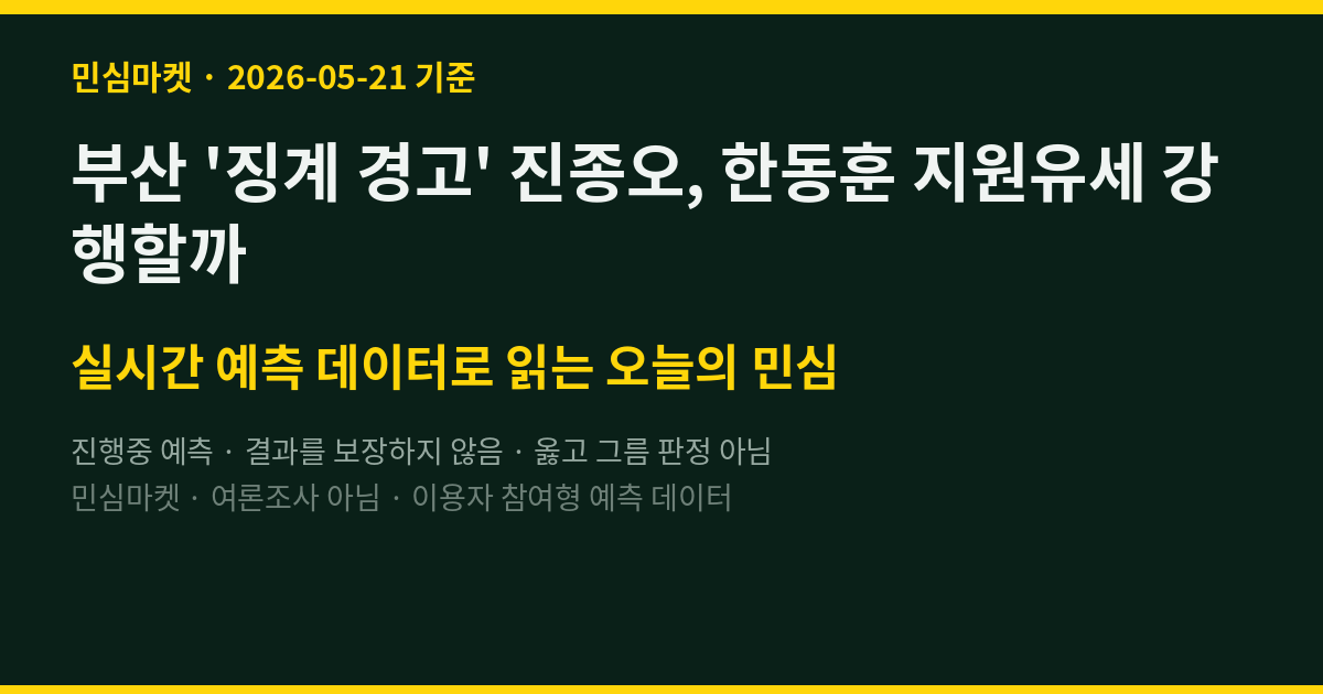 부산 '징계 경고' 진종오, 한동훈 지원유세 강행할까